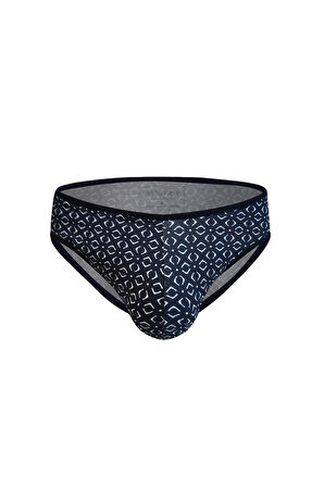 Erkek Likralı Geometrik Desenli Lacivert Slip 6552