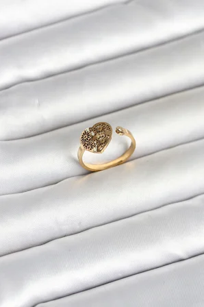 316L Çelik Gold Renk Kalp Model Kadın Yüzük
