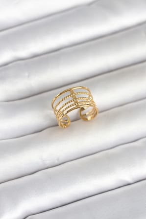 316L Çelik Gold Renk Vintage Model Kadın Yüzük