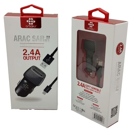 VINTESSY (TYPE-C) 2.4A Çift Girişli Araç Şarjı – ARB-029 BZS01