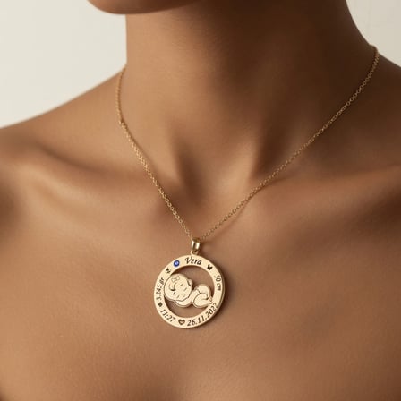 VINTESSY Kişiye Özel Bebek Tasarım Gümüş Doğum Kolyesi BZS01