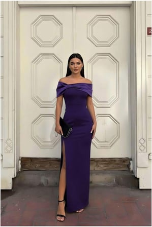VINTESSY Carmen Elbise Abiye Yaka Fiyonk Detaylı · Renk: Zümrüt · Beden: S BZS01