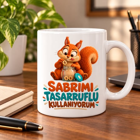 VINTESSY Sabır Tasarrufu Tasarımlı Porselen Kupa - MODEL 921 BZS01