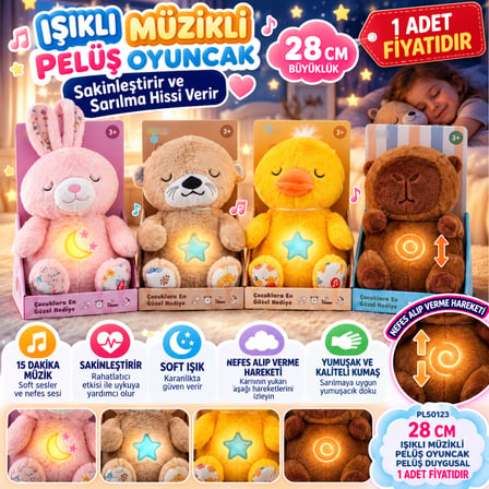VINTESSY PL50123 28 CM IŞIKLI MÜZİKLİ PELUŞ OYUNCAK PELUŞ DUYGUSAL (adet fiyatıdır) BZS01
