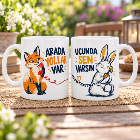 VINTESSY Uzakta Yakın 2'li Porselen Kupa Seti - MODEL 996 BZS01
