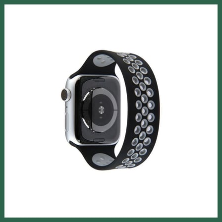 VINTESSY Watch 42mm Uyumlu Ayarlı Delikli Silikon Kordon - Siyah-Gri BZS01