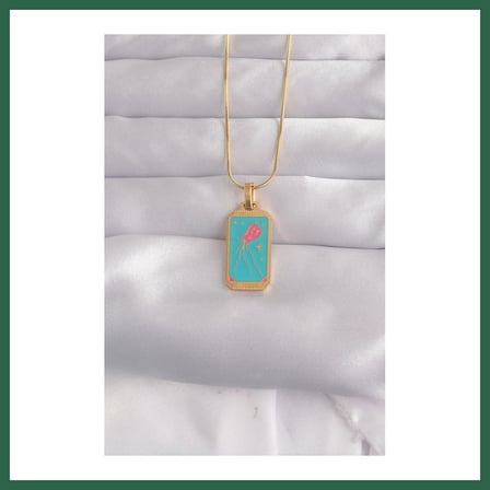 VINTESSY 316L Çelik Gold Renk Mavi Mineli Tarot Kolye BZS01