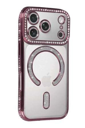 VINTESSY iPhone 17 Pro Max Uyumlu Joke Simli Magneticsafe Kılıf - Pembe BZS01