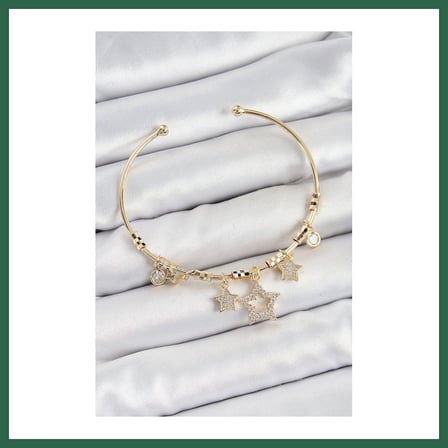 VINTESSY Pirinç Zirkon Taşlı Yıldız Model Gold Renk Charm Bileklik BZS01