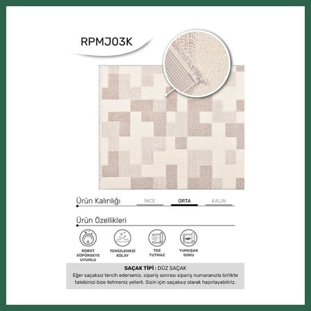 VINTESSY YoudayHomeCollection MARGİN Model Oturma Odası Halısı · EBAT: 80X80 BZS01