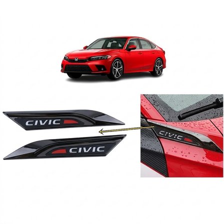 Honda Civic FE1 2022 ve Sonrası Uyumlu Çamurluk Üstü Ventil Dekoru Seti Parlak Siyah