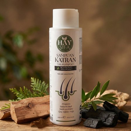 Katran Şampuanı 400 ml Sedir Katranı Çam Katranı Çay Ağacı Yağı ve Propolis İçeren Bitkisel Şampuan