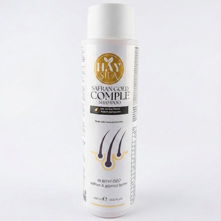 Safran Gold Complete Şampuan 400 ml Safran Özlü Gümüş İyonlu Keratin ve Biotin İçeren Bitkisel Şampuan