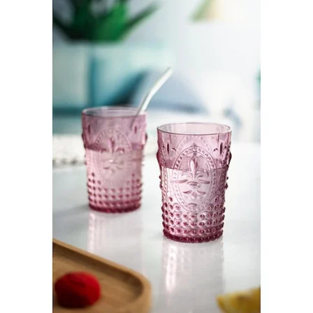 Akrilik Mürdüm Sürahi 2,3 lt Ve 6'lı & Su Meşrubat Kahve Yanı Bardağı 400 ml Seti