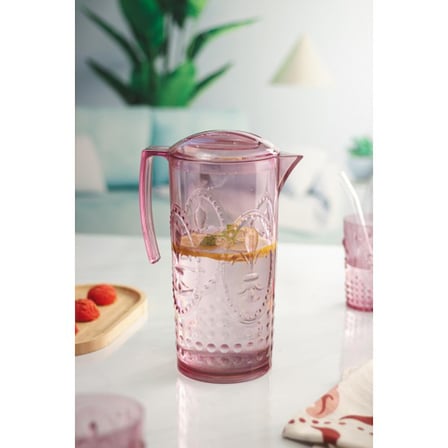 Akrilik Mürdüm Sürahi 2,3 lt Ve 6'lı & Su Meşrubat Kahve Yanı Bardağı 400 ml Seti