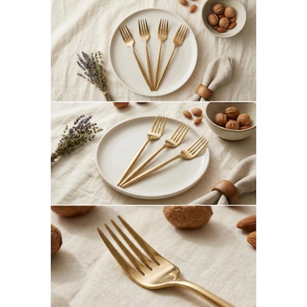 6'lı Lüks Gold Paslanmaz Çelik Tatlı Çatalı Seti (16 cm)