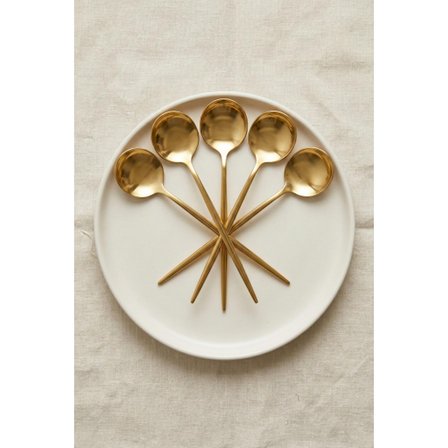 6'lı Lüks Gold Paslanmaz Çelik Tatlı Kaşığı Seti (16 cm)