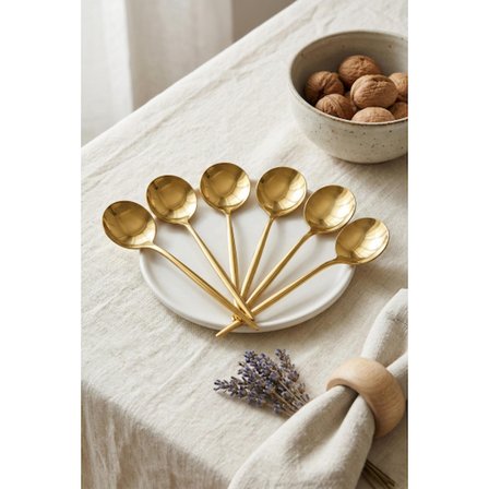 6'lı Lüks Gold Paslanmaz Çelik Tatlı Kaşığı Seti (16 cm)