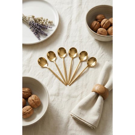 6'lı Lüks Gold Paslanmaz Çelik Çay Kaşığı Seti (13 cm)