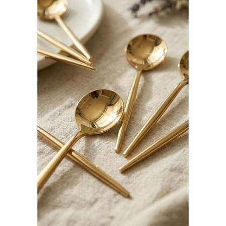 6'lı Lüks Gold Paslanmaz Çelik Çay Kaşığı Seti (13 cm)
