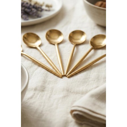 6'lı Lüks Gold Paslanmaz Çelik Çay Kaşığı Seti (13 cm)