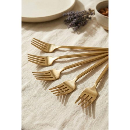 6'lı Lüks Gold Paslanmaz Çelik Yemek Çatalı Seti (21 cm)