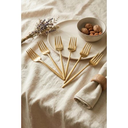 6'lı Lüks Gold Paslanmaz Çelik Yemek Çatalı Seti (21 cm)
