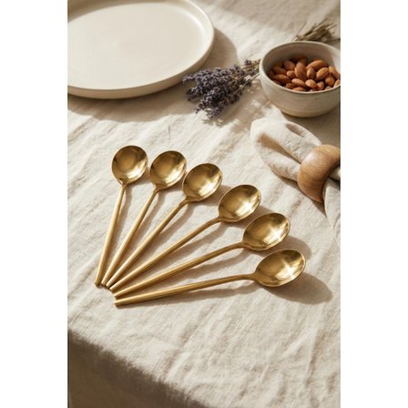 6'lı Lüks Gold Paslanmaz Çelik Yemek Kaşığı Seti (21 cm)