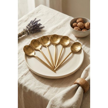 6'lı Lüks Gold Paslanmaz Çelik Yemek Kaşığı Seti (21 cm)