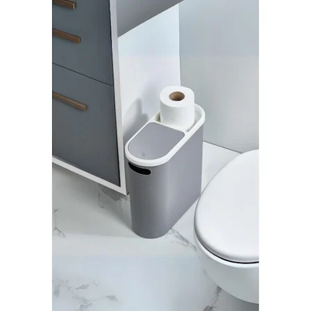 Gri Kapaklı WC Kağıtlıklı Çöp Kovası & Ofis Çöp Kovası 10 Lt