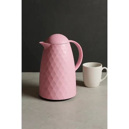 1 Lt Akrilik Soft Pembe Çay Termosu 12 Saat Sıcak 24 Saat Soğuk