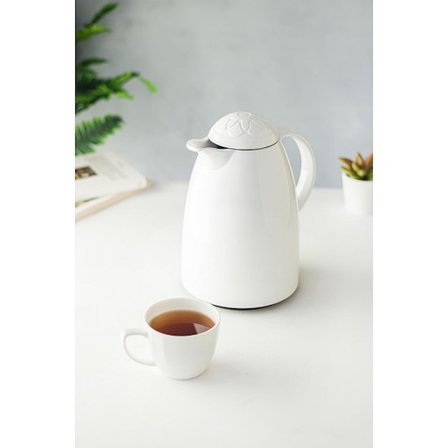 1 LT Isı Yalıtımlı Çay Ve Soğuk Su Termosu Soft Beyaz (12 Saat Sıcak Tutar& İçi Camdır)
