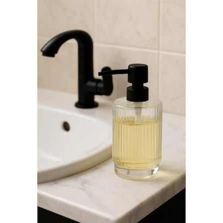 Cam Şeffaf Sıvı Sabunluk 200 ml Banyo Lavabo