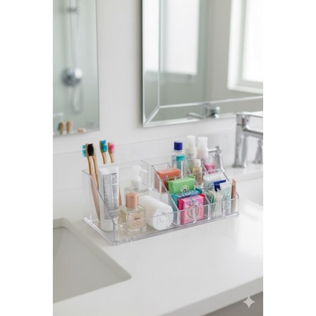 Şeffaf Akrilik Banyo Kozmetik Düzenleyici Organizer 13x22x8 cm