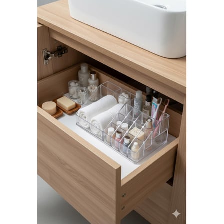 Şeffaf Akrilik Banyo Kozmetik Düzenleyici Organizer 13x22x8 cm