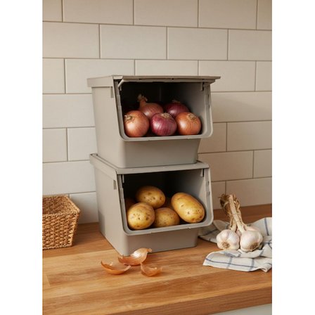 Vizon 2'Li 13,5 LT Modubox Kayar Kapaklı Saklama Kabı & Patates Soğan Kovası & Erzak Kutusu