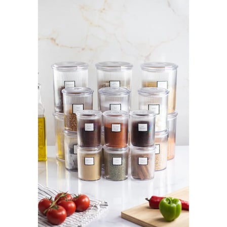 18'li Barok Yuvarlak 3 Boy Kavanoz Seti & Saklama Kabı & Erzak Kabı (6*2000 ML, 6*1000 ML ,6*500 ML)