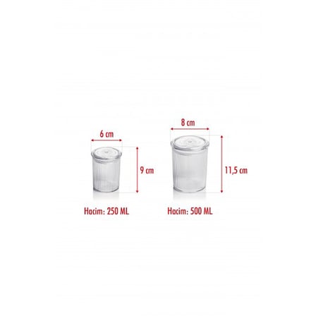 12'li Barok Yuvarlak 2 Boy Kavanoz Seti & Saklama Kabı & Erzak Kabı 6*500 ML,6*250 ML)