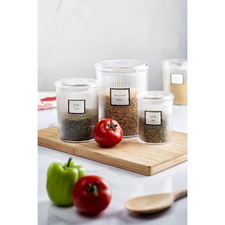 12'li Barok Yuvarlak 3 Boy Kavanoz Seti & Saklama Kabı & Erzak Kabı (4*1000 ML, 4*500 ML,4*250 ML)