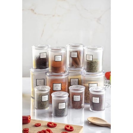 12'li Barok Yuvarlak 3 Boy Kavanoz Seti & Saklama Kabı & Erzak Kabı (4*1000 ML, 4*500 ML,4*250 ML)