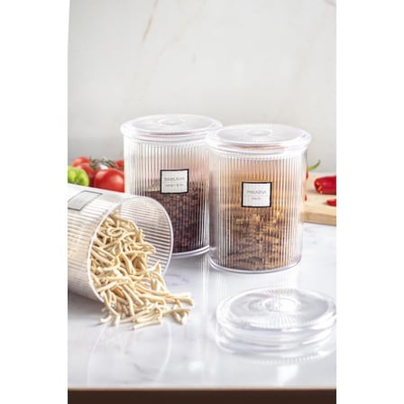 9'lu Barok Yuvarlak Büyük Kavanoz Seti & Saklama Kabı & Erzak Kabı (9*2000 ML)