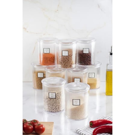 9'lu Barok Yuvarlak Büyük Kavanoz Seti & Saklama Kabı & Erzak Kabı (9*2000 ML)