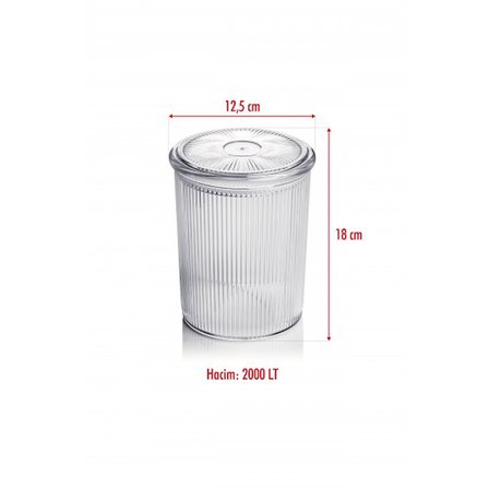 12'li Barok Yuvarlak Büyük Kavanoz Seti & Saklama Kabı & Erzak Kabı (12*2000 ML)