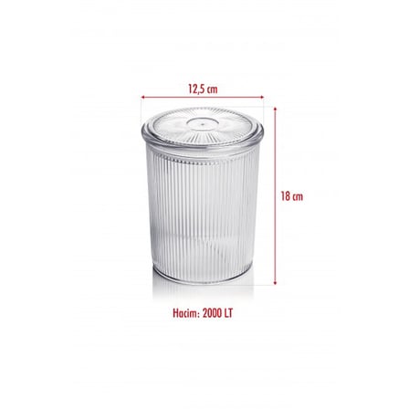 12'li Barok Yuvarlak Büyük Kavanoz Seti & Saklama Kabı & Erzak Kabı (12*2000 ML)