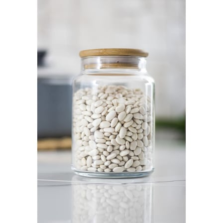 12 Li Set Bambu Kapaklı Cam Kavanoz & Erzak Saklama Kabı 800 ml Orta Boy ( Vakum Kapak )