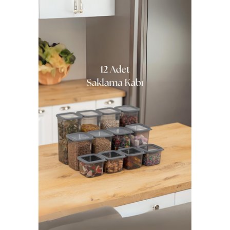 12'li 3 Boy Kavanoz Seti & Saklama Kabı & Erzak Kabı 6x650/1300/1900 Ml (40 Lı Etiket Hediyeli)