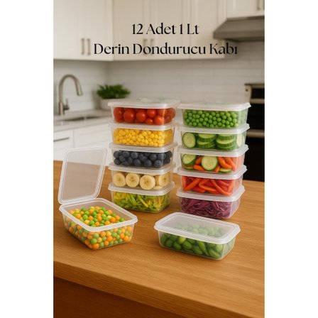 12’li Derin Dondurucu Saklama Kabı & Organizeri 1 lt 12,5x19,5x5,5 cm