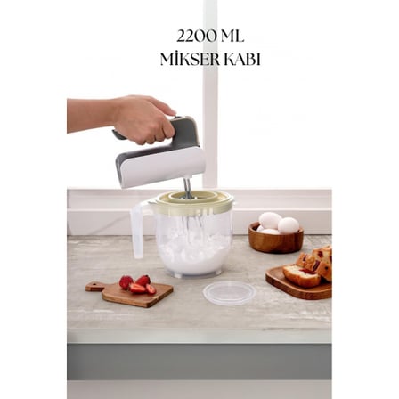 2200 Ml Mikser Kabı Beyaz & Ölçü Kabı & Saklama Kabı