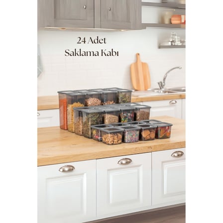 24'lü 3 Boy Kavanoz Seti & Saklama Kabı & Erzak Kabı 8x650/1300/1900 Ml (40 Lı Etiket Hediyeli)