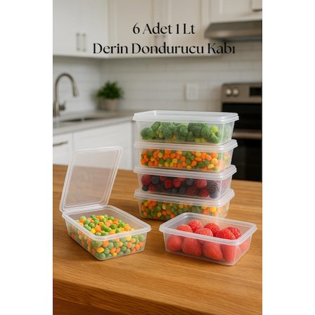 6’lı Derin Dondurucu Saklama Kabı & Organizeri 1 lt 12,5x19,5x5,5 cm
